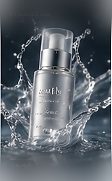 Silver cosmetic bottle in a splash of water