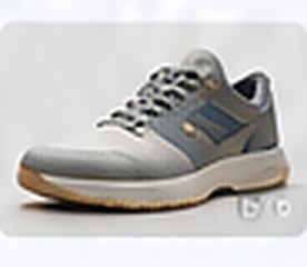 Grey running shoe on a white background